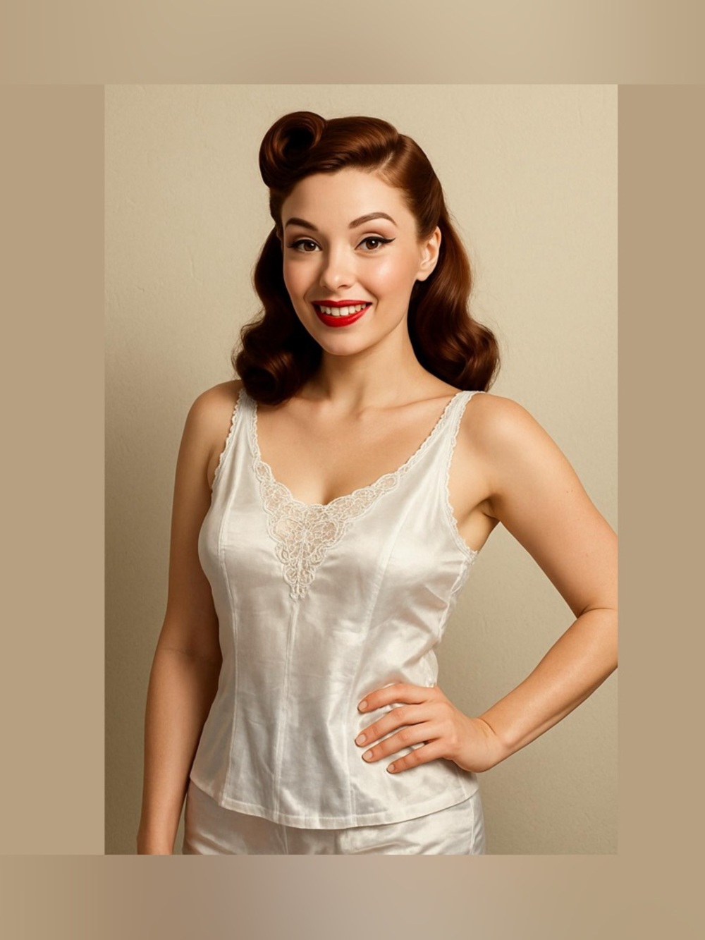 Vintage Womens Ivory Cream Camisole Y2K 90s Fairy Lace Romantic Travel